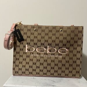 Bebe Signature Brown and Pink Tote